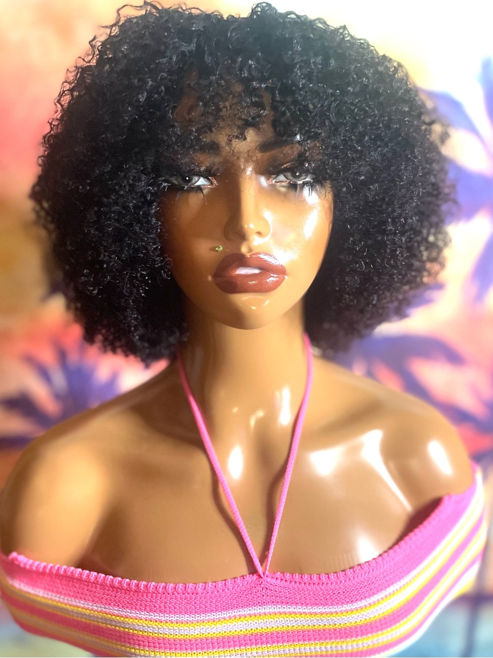Short Curly Afro 100% Human Hair Wig